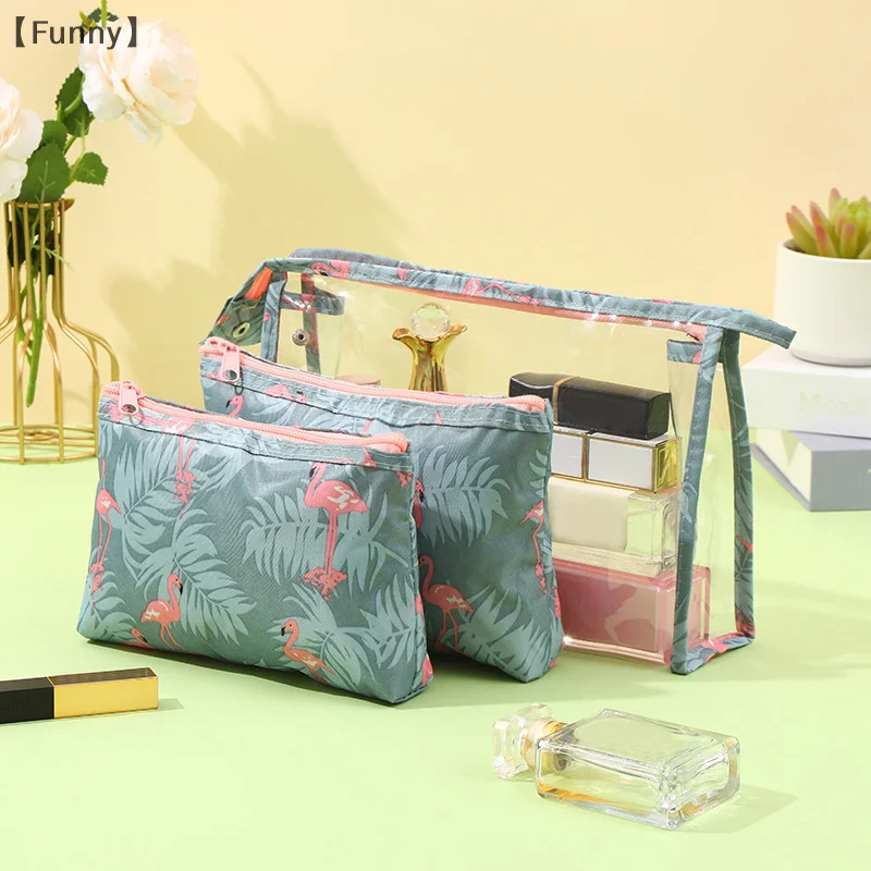 3Pcs/Set Portable Travel Skincare Cosmetic Storage Bag PVC Waterproof Makeup Bag Large Capacity Toiletries Storage Bag