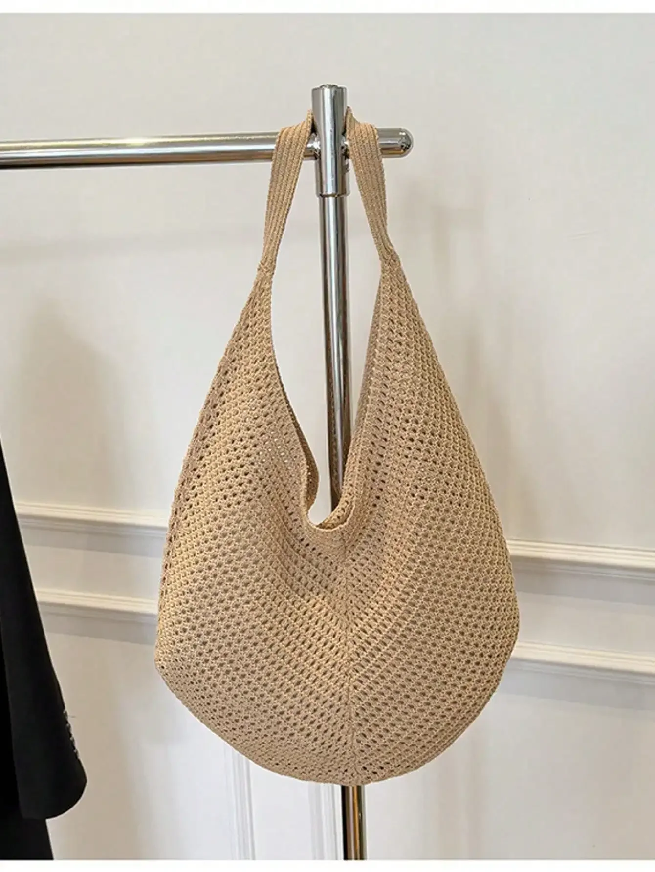 

Large Capacity Crochet Shoulder Tote Bag - Lightweight, Multifunctional Knitted Handbag, Suitable For Travel, Beach, Vacation And Daily Use