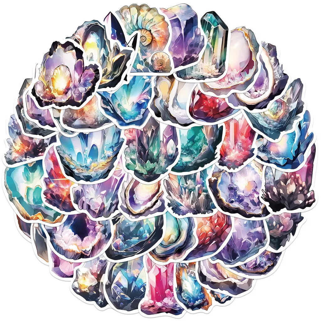 50PCS Colorful Quartz Crystal Waterproof Graffiti Stickers for Hand Account Pencil Case Decals BulingBulingStickers Store