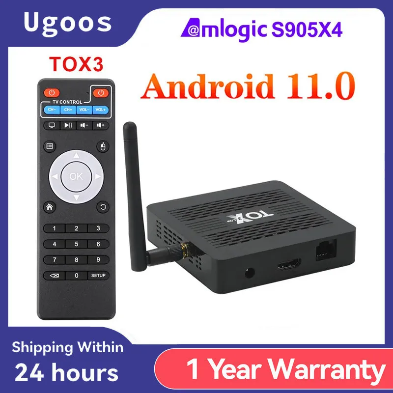 

Ugoos TOX3/TOX3 Lite TV Box Android 11 Amlogic S905X4 Set Top Box 2.4G/5G BT4.1 Support MP3 AAC WMA RM FLAC Smart Box TV