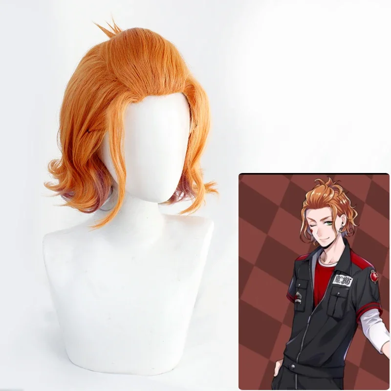 Twisted Wonderland Cater Diamond Cosplay Wig Orange Short Heat Resistant Synthetic Hair Men Women Party Wigs