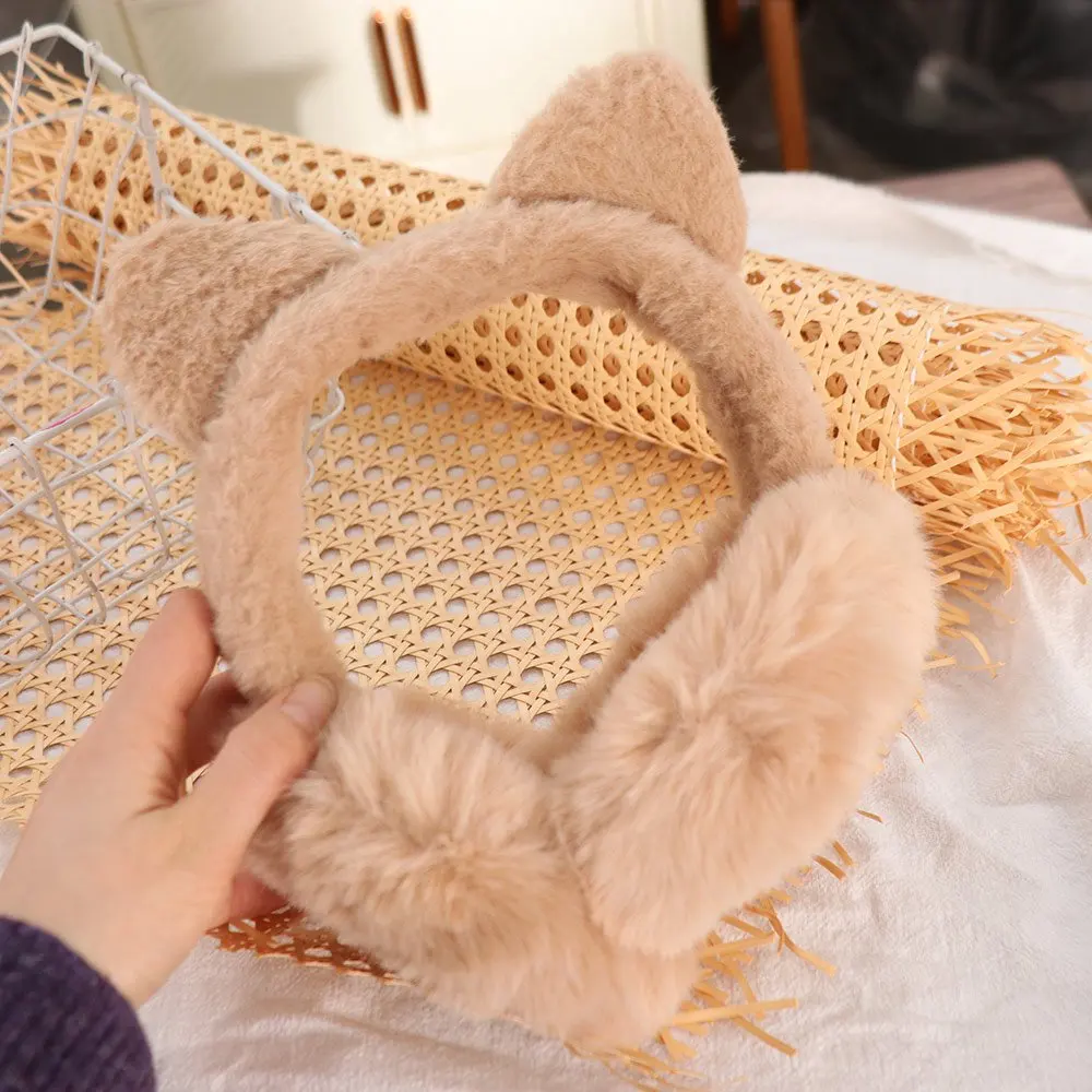 

Fashion Foldable Cat Earmuffs Windproof Thicken Cute Ear Cover Adjustable Soft Warm Earflaps Outdoors Activities