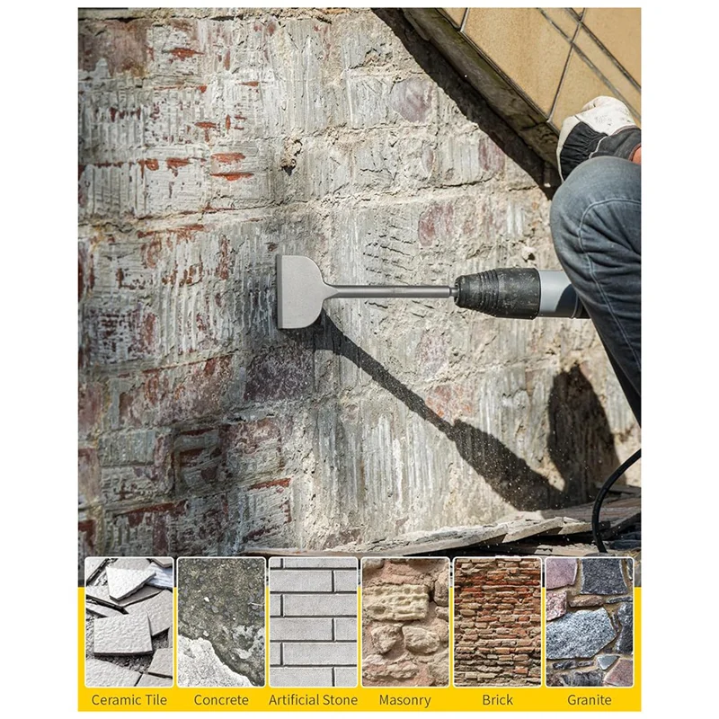 Juego de cinceles AA01-SDS, 4 Uds. Brocas de cincel para extracción de azulejos para accesorios de taladro de martillo rotativo SDS Plus, para astillado de demolición