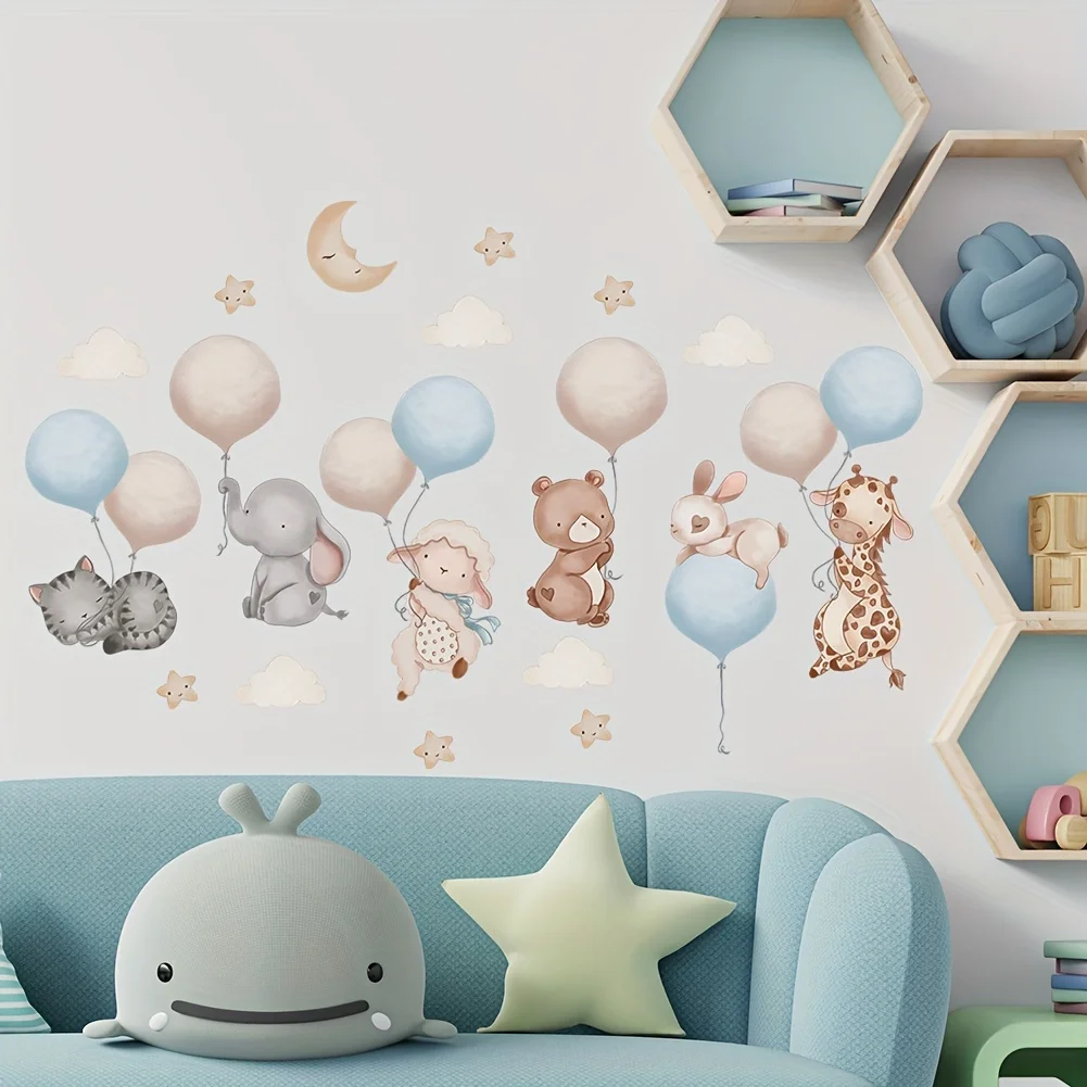 1pc Balloon Animal Wall Sticker,Self-Adhesive Decorative Sticker,Suitable for KidsRoom,Nursery,Bedroom,Heartwarm Gift for Babies