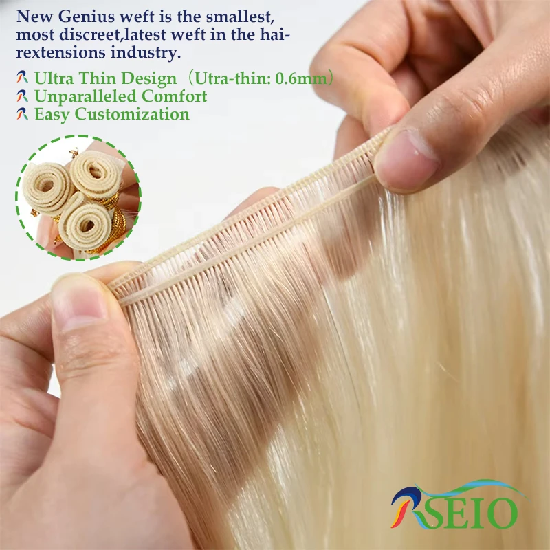 RSEIO New Genius Weft Extensions European Remy Natural Human Hair Extensions 16