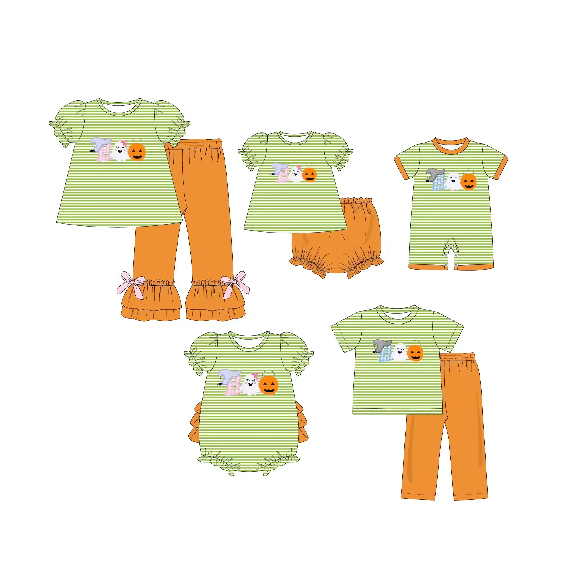 Boutique Halloween Outifts Boo Print Baby Boy Clothing Sets Kids Fall Clothing Girls Clothing