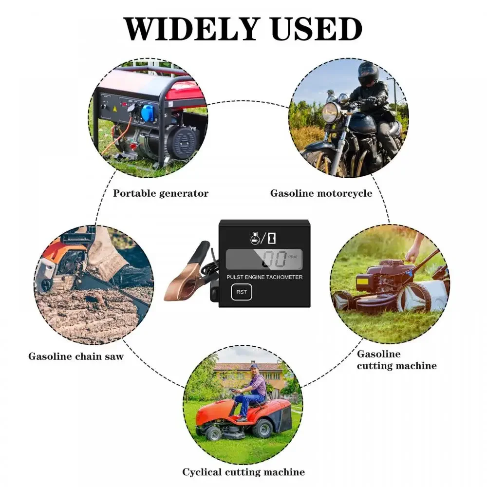 ZHIYU Small Digital Tachometer Inductive Engine  Waterproof Tach Hour Meter for Chainsaw Marine ATV Motorcycle UTV Engine view 5