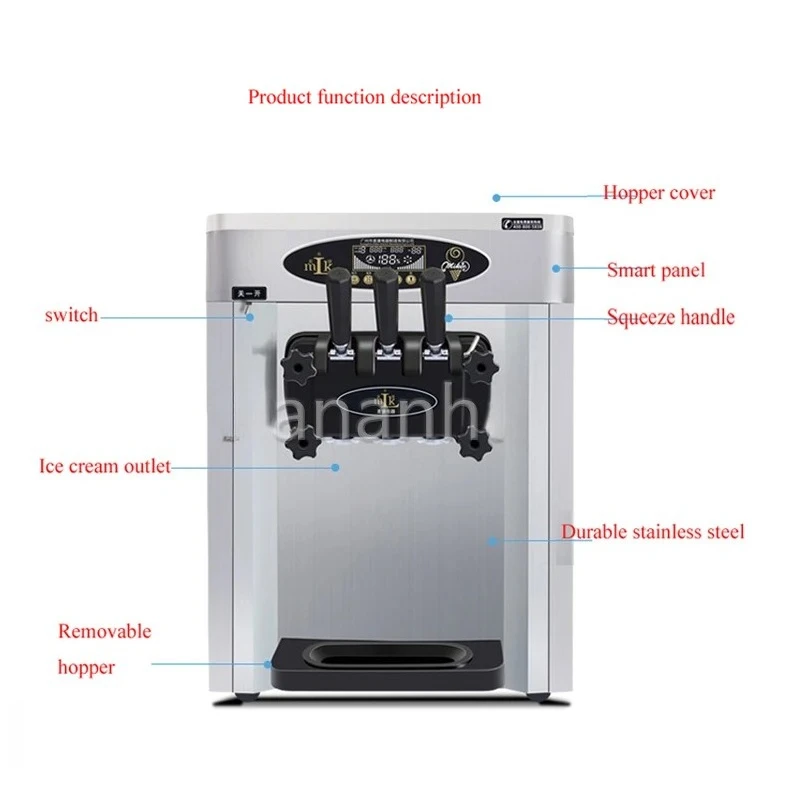 Sanwei Rainbow Fully Automatic Soft Ice Cream Machine Desktop Electric Sundae Milkshake Machine