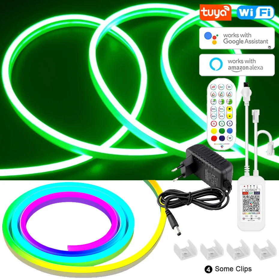 

DC12V RGBIC неоновая гибкая лента 84 светодиода/м IP67 водонепроницаемый многоцветный эффект погони Tuya Smart WiFi/Bluetooth/ИК для использования в помещении и на открытом воздухе