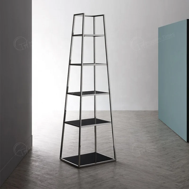 custom.Custom 2026 Modern Style Home Office Bookshelf Simple Glass Top with Stainless Steel Frame Living Room Workshop Decor