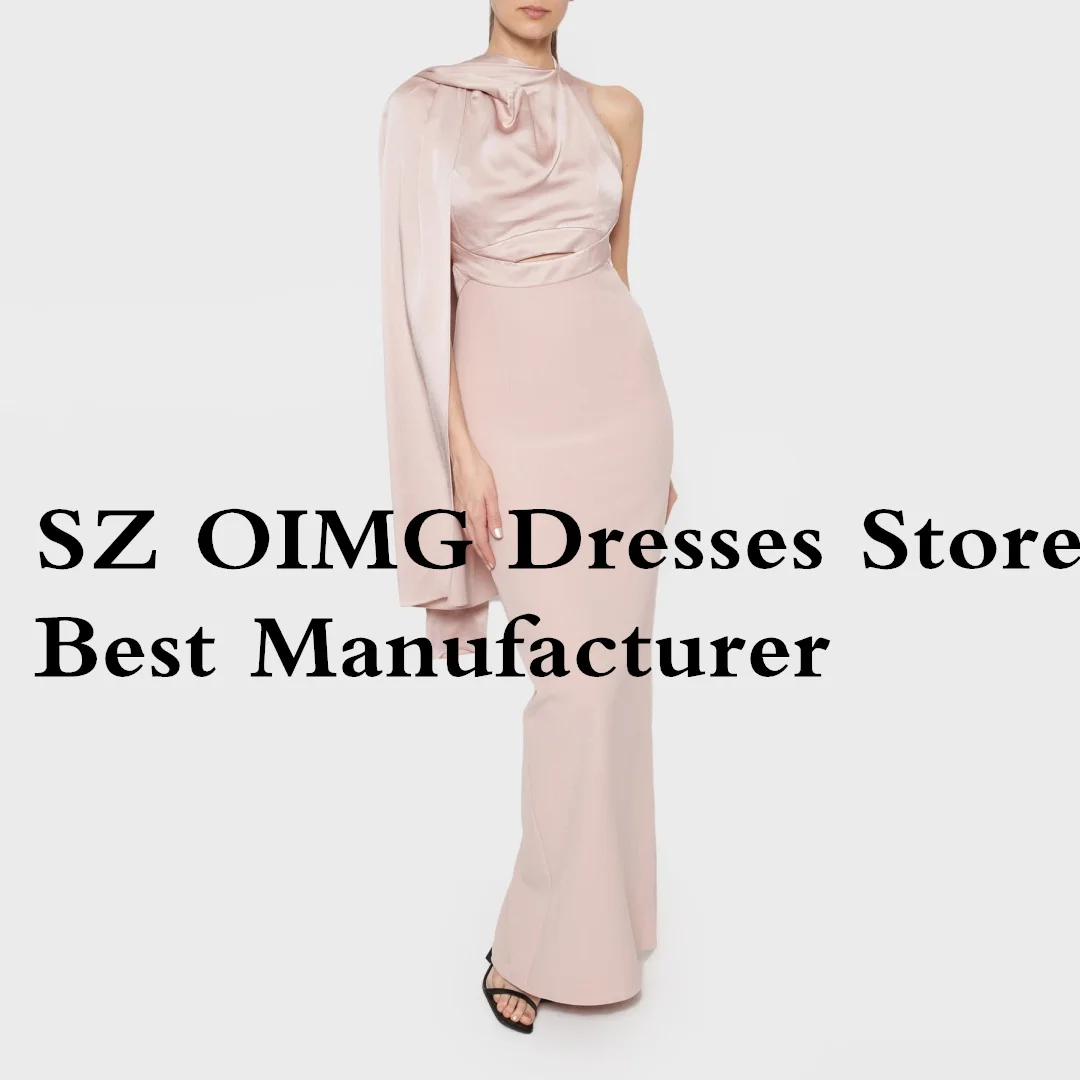 OIMG Elegant Pink Long Prom Dresses Sleeveless Floor Length Silk Satin Sexy Open Back Ruched Evening Gowns Formal Party Dress