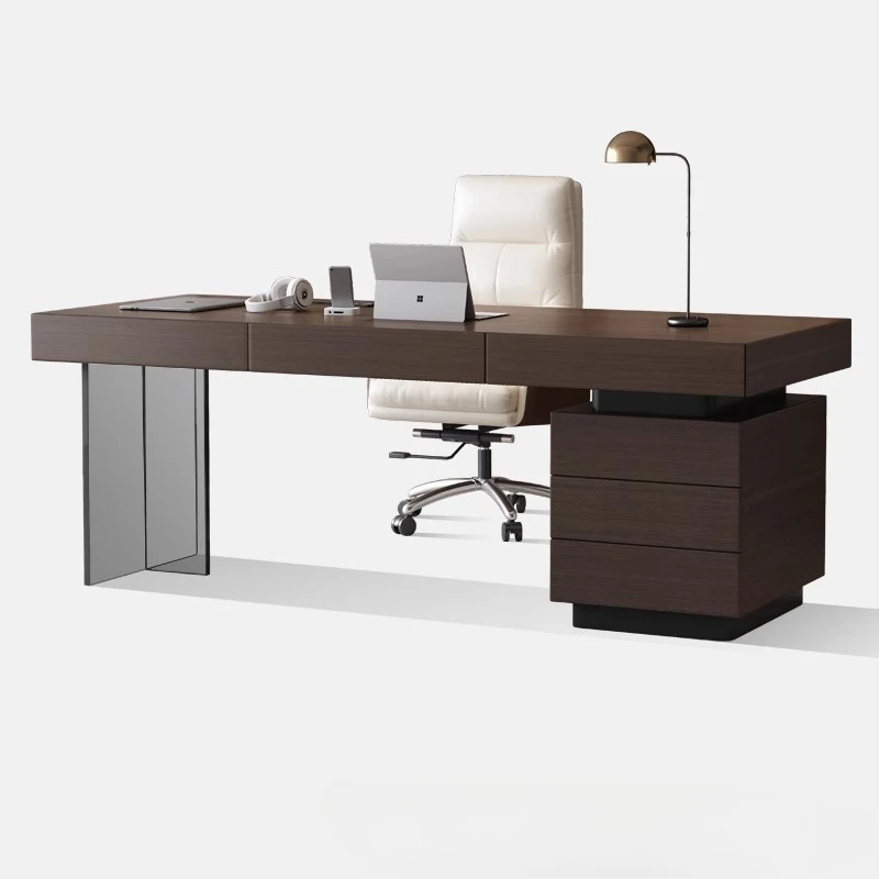 

Italian minimalist solid wood office computer home desk high-end boss table acrylic floating desk