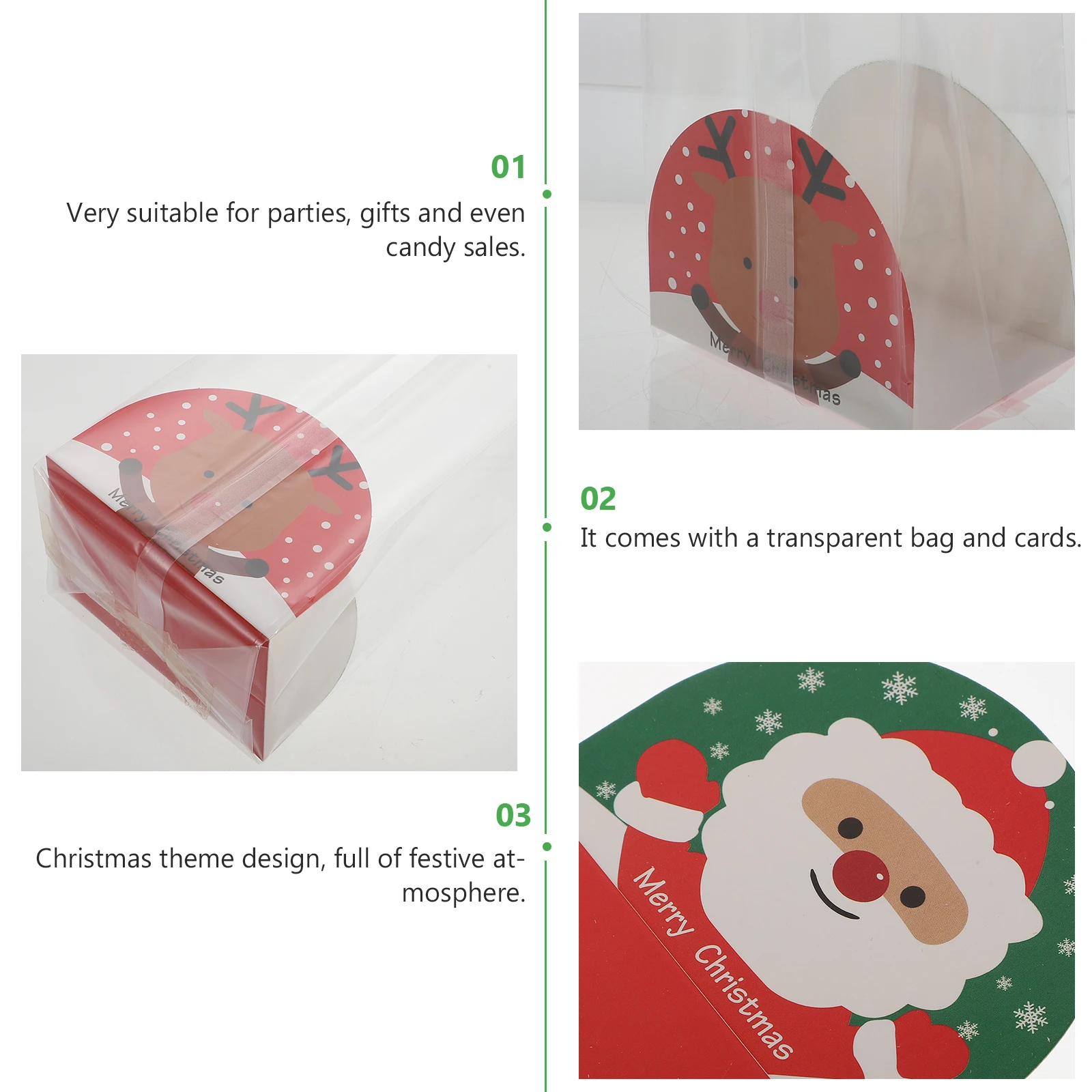

50 Sets Bag Bread Christmas Containers Homemade Pastry Xmas Style Wrapping Packaging Bags