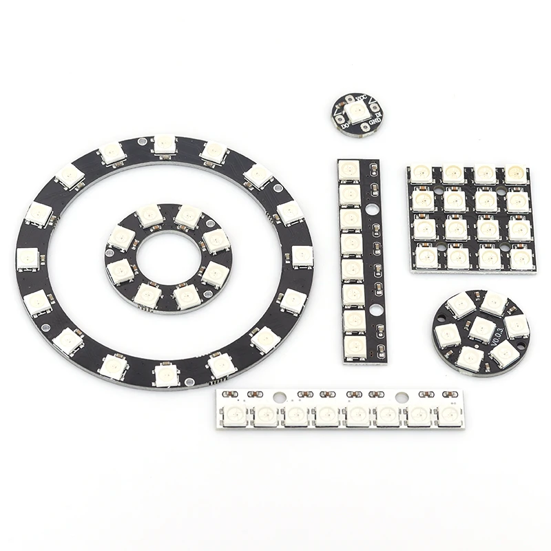 WS2812 5050 RGB LED Strip Built-in Driver - Round/Square Multi-Shape Multi-Size 1/3/4/7/8/16/25/64-bit Square / Round
