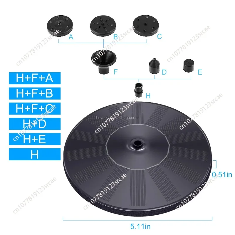 for Bird bath fountain pump, solar fountain with nozzle, outdoor independent floating solar fountain pump