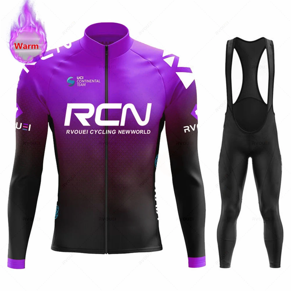 2023 Rcn Team Winter Thermal Fleece Cycling Jersey Set New MTB Bicycle Clothes Maillot Ropa Ciclismo Long Sleeve Bike Clothing