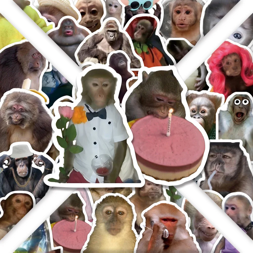 

54 шт. наклейки с мемами об обезьянах, забавные мультяшные граффити-наклейки для декора, для кружек, гитар, багажа, чехлов для телефонов