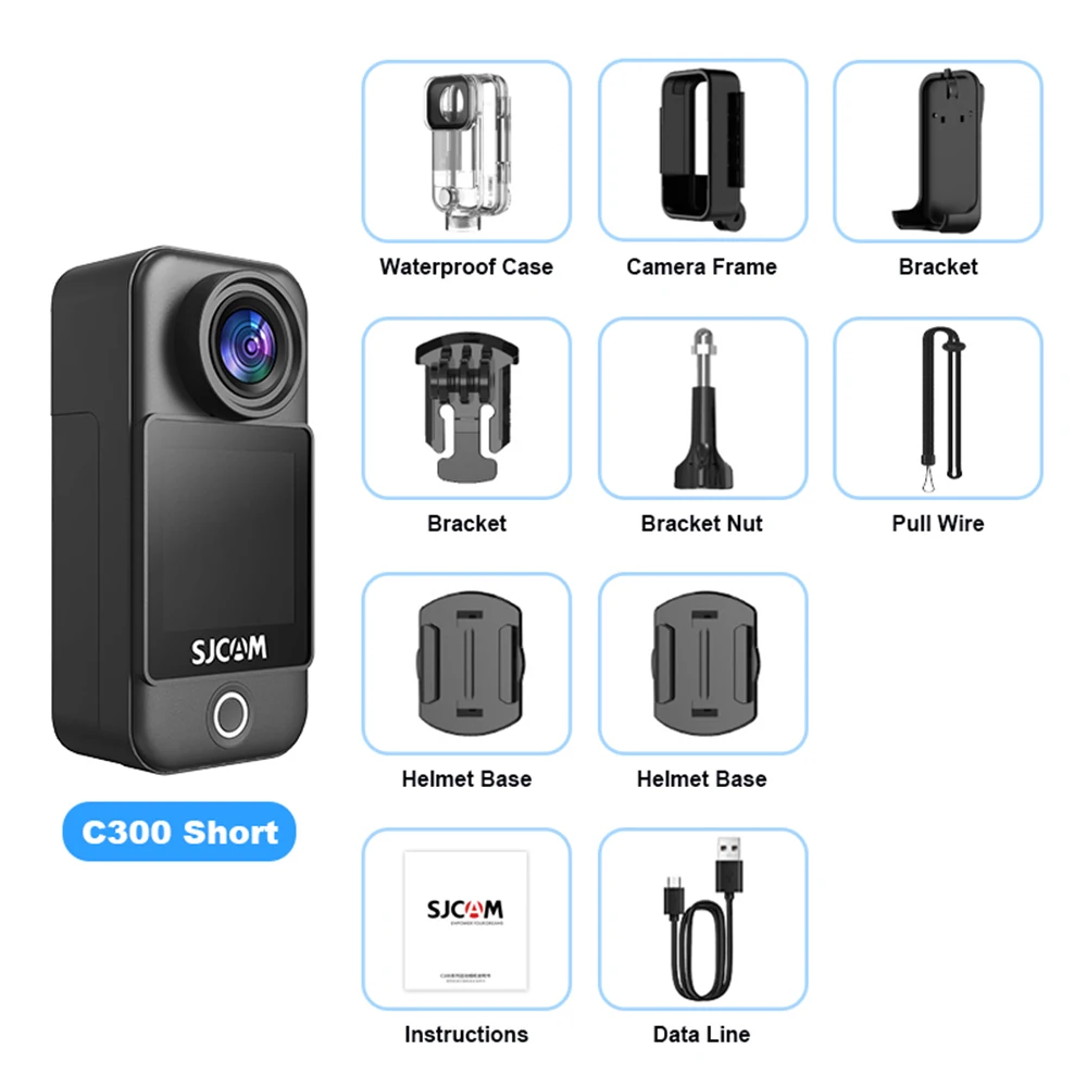 SJCAM C300 Pocket Mini Travel Action Camera 1/2.8 "CMOS Sensor Vlog Combo 4K 30FPS Video 30M Waterdichte Set Motorsport Cam