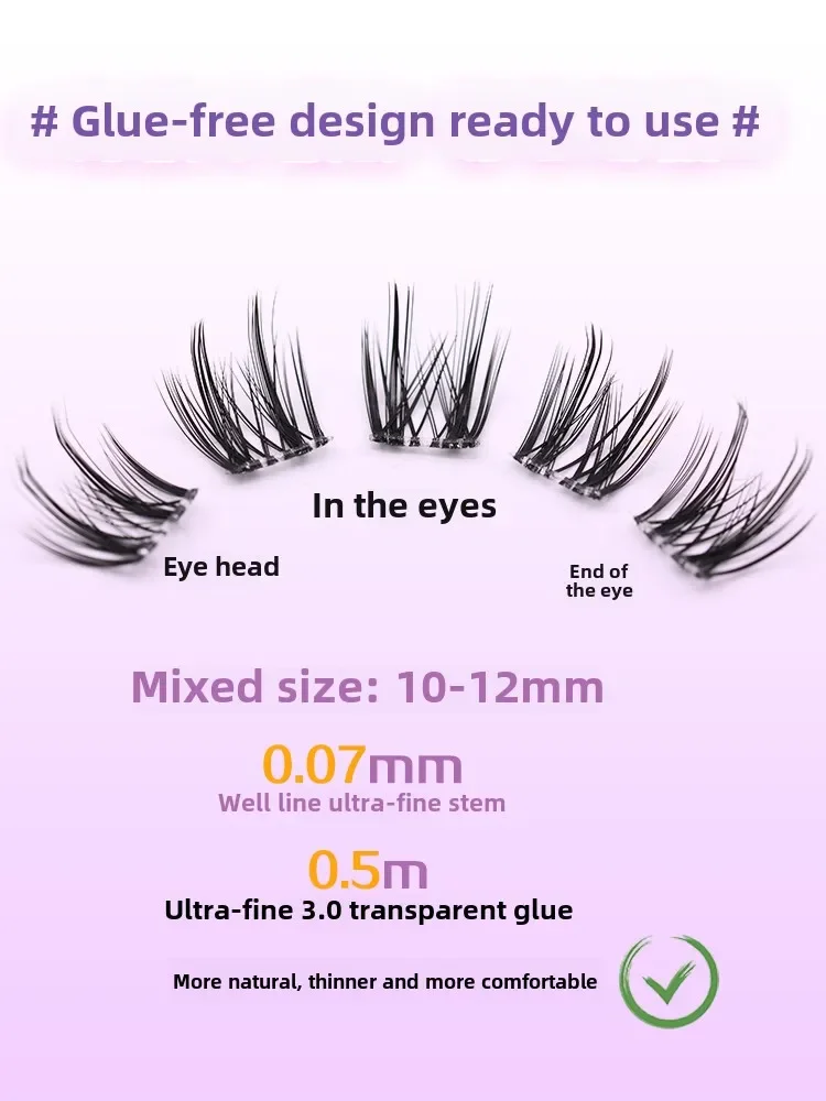 Dream Deer – faux cils en forme de cerf, sans colle, cornes de petit mouton, Super naturel, épais, trilogie segmentée