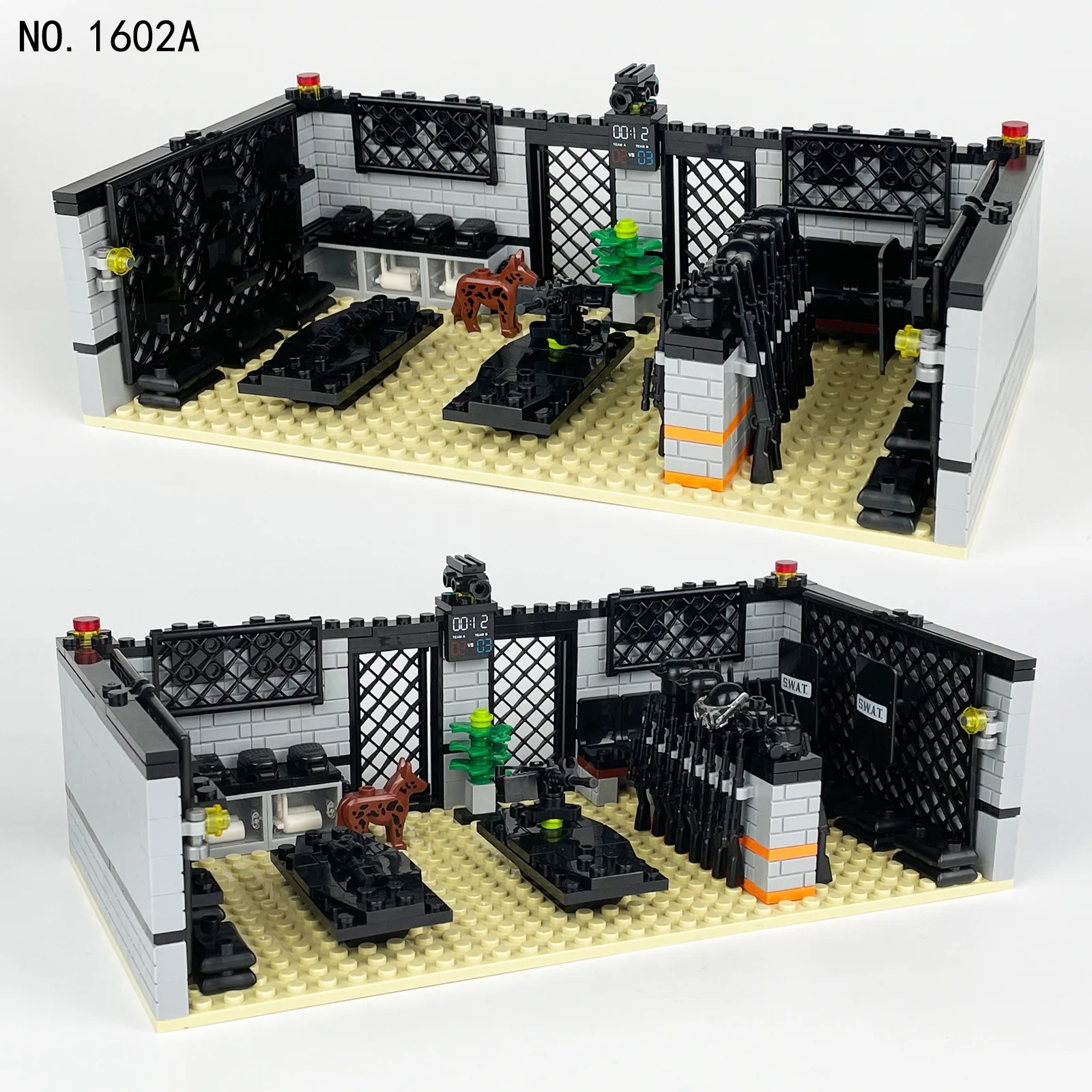 Special Policeman Training Hall Acessórios Pack, Blocos de Construção Montados, Baseplate, Equipamento De Arma De Parede, Tijolos Brinquedos