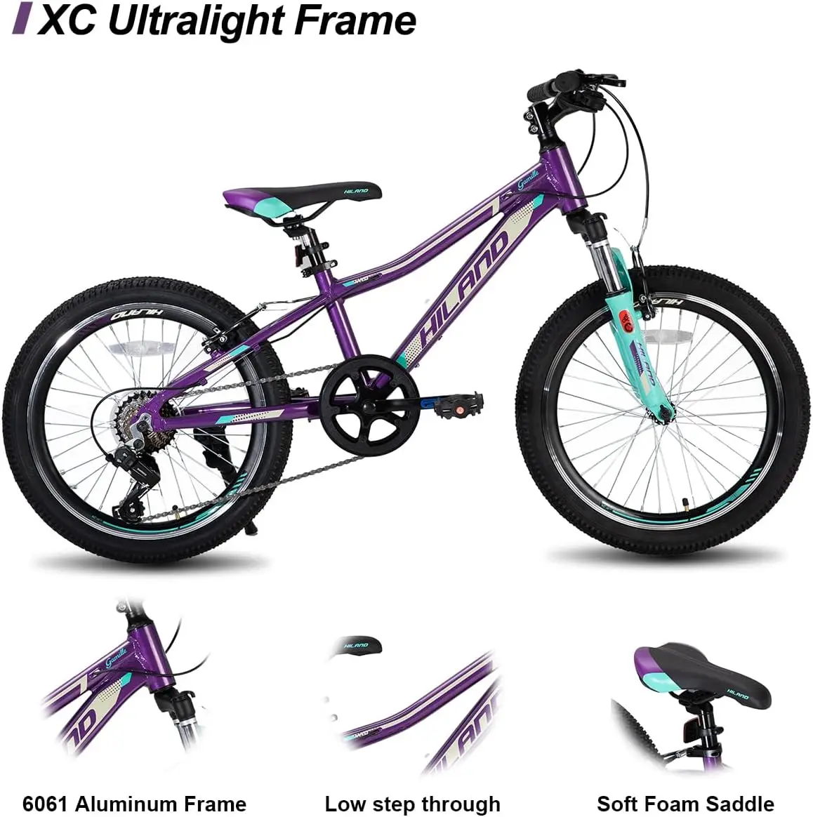 20 26 Inch Mountain Bike for Women Girl, 7/21 Speed with Lock-Out Suspension Fork, Aluminum Frame MTB, Adult Ladies Womens Bike