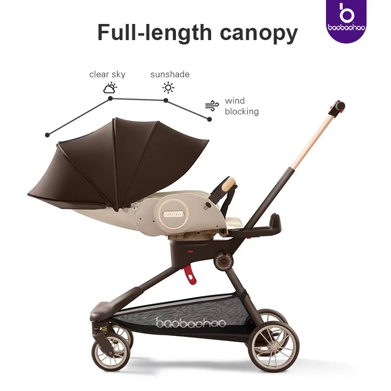 Gendongan Kereta Dorong Bayi dengan Tempat Duduk Pinggul Tipis Anak Antik Kereta Bayi Retro Perjalanan Bayi Kereta Dorong Kanopi Penuh Dapat Duduk dan Berbaring 0 Bulan