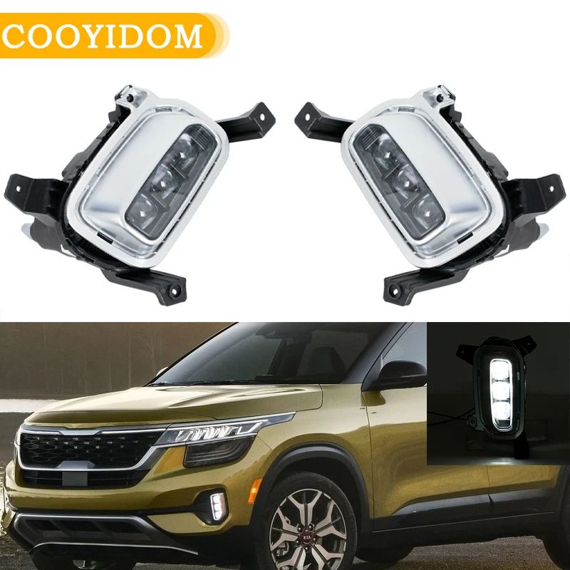 

Автомобильные светодиодные дневные ходовые огни для KIA Seltos kx3 2020 2021, корейская версия, дневные фары, противотуманные фары DRL, указатель поворота