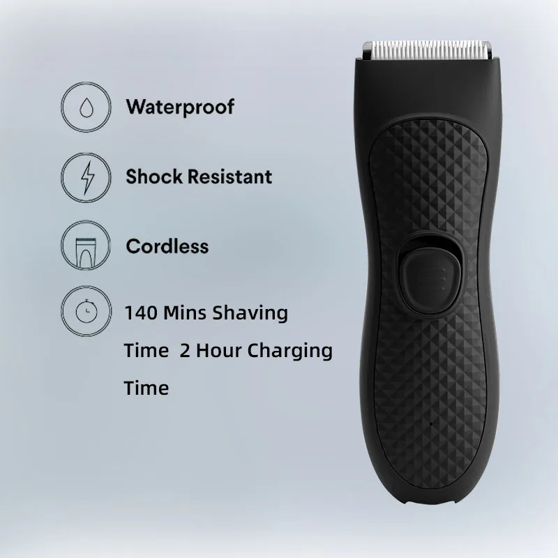 Men\'s Electric Groin Hair Trimmer Pubic Hair Removal Intimate Areas Body Grooming Clipper Epilator Rechargeable Shaver Razor