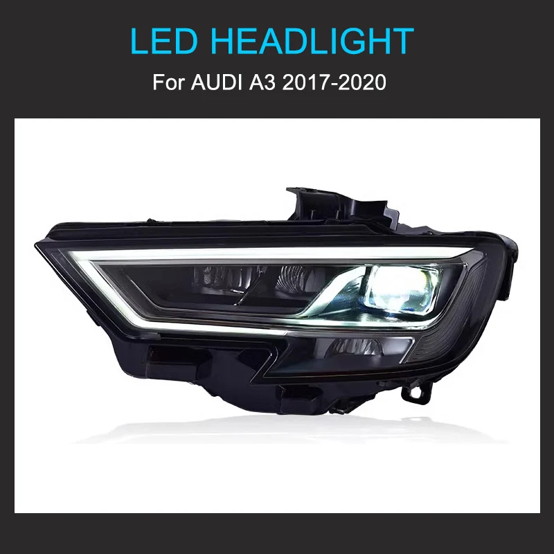 1 Pair LED Headlight Assembly for Audi A3 8V 2017-2020 Sedan Sportback Headlights Plug and Play with LED DRL Turning Headlights