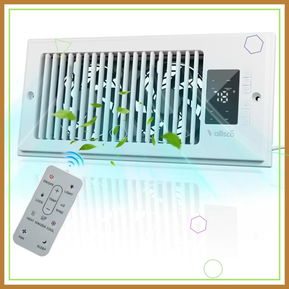 

4x10 Inch Quiet Vent Fan with 10 Speeds, Negative Ion & Remote. Boosts Heating/Cooling Efficiency for Home Comfort in White.