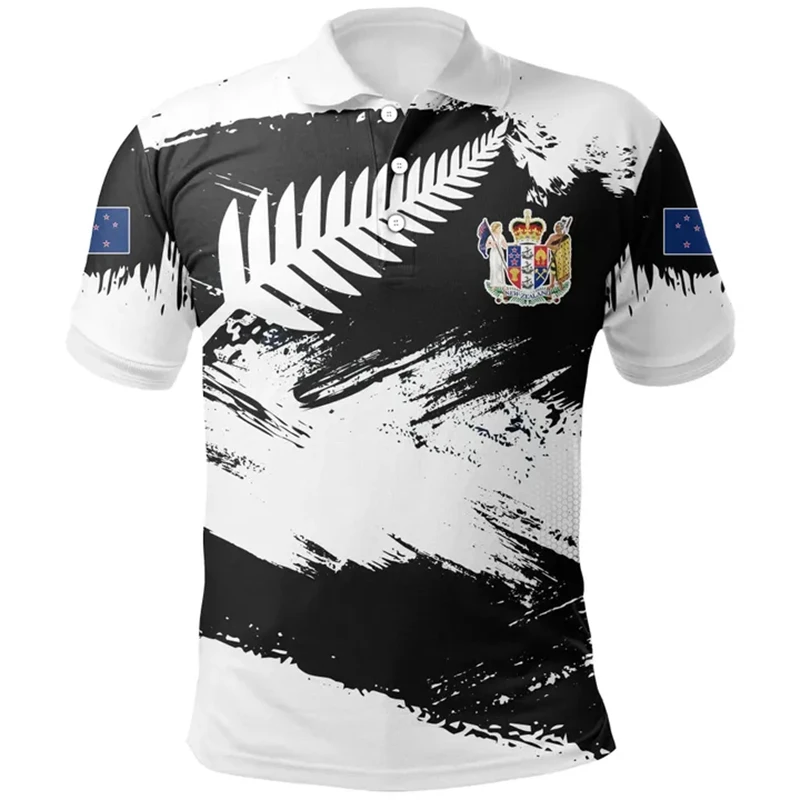 New Zealand Flag Map 3D Printed Polo Shirts For Men Clothes Silver Fern National Emblem POLO Shirt  Polynesia Tee Aotearoa Tops