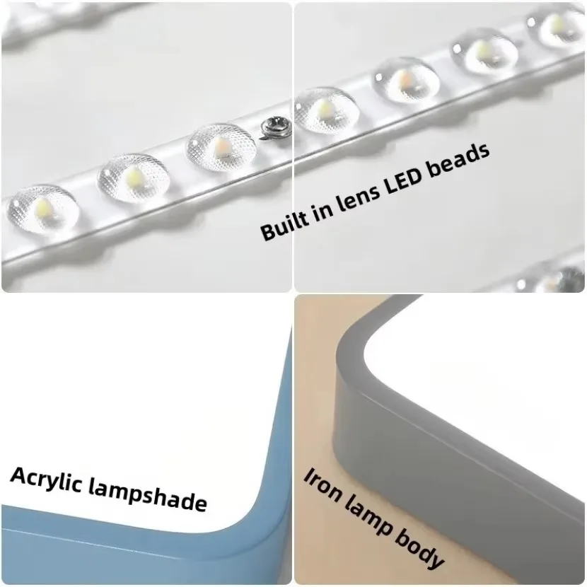 Modern LED Square Ceiling Light Nordic Macaron Color Home Decor Lighting Bedroom Living Room Study Room Kitchen Ceiling Lamp