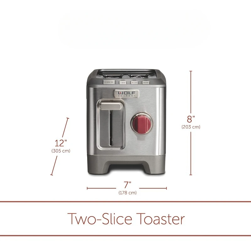 2-Slice Extra-Wide Slot Toaster with Shade Selector, Bagel and Defrost Settings, Red Knob, Stainless Steel