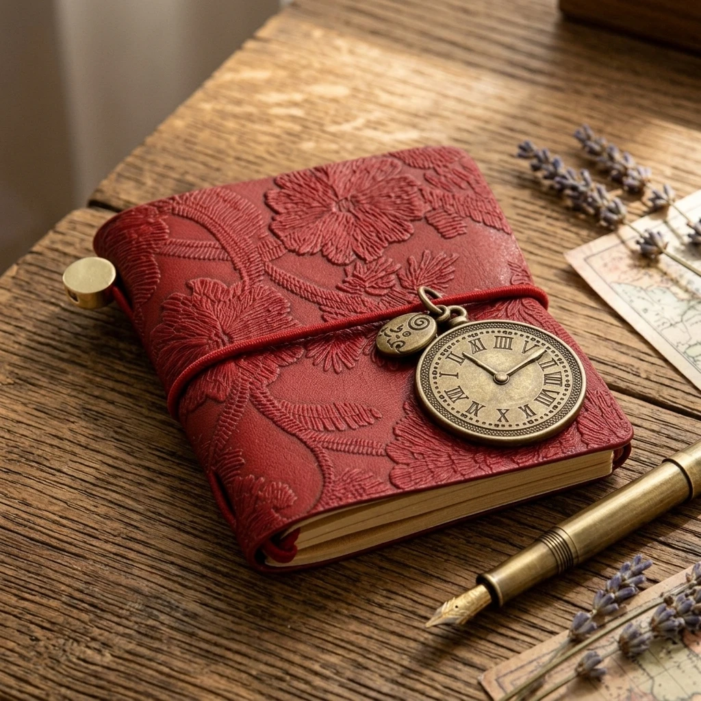 Carnet de voyage vintage avec sangle, mini journal portable avec fermeture élastique et papier de qualité