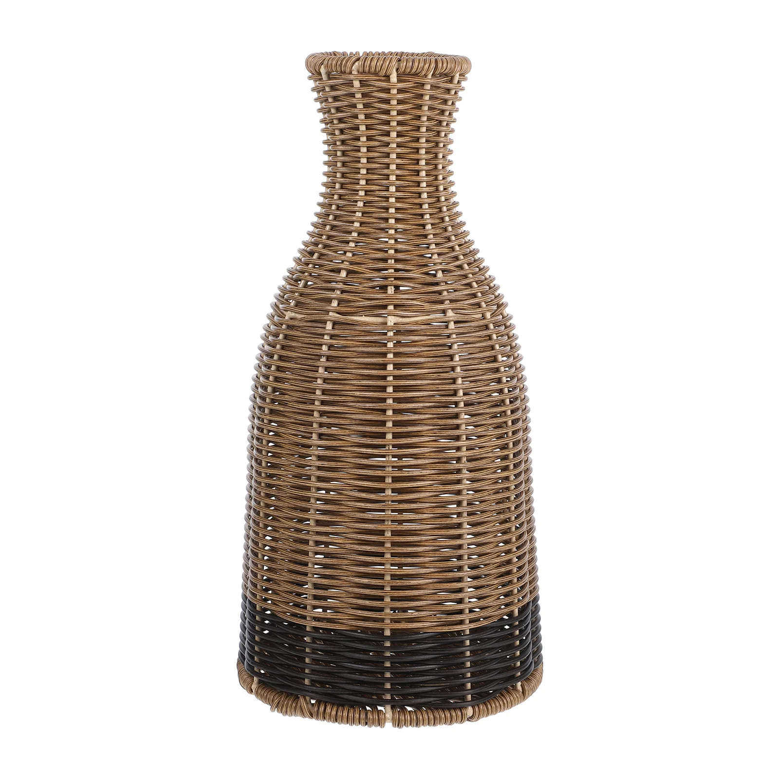 

Woven Vase Plastic Rattan Material Handwoven Design for Living Room Bedroom Decor Rustic Minimalist Flower Arrangement Container