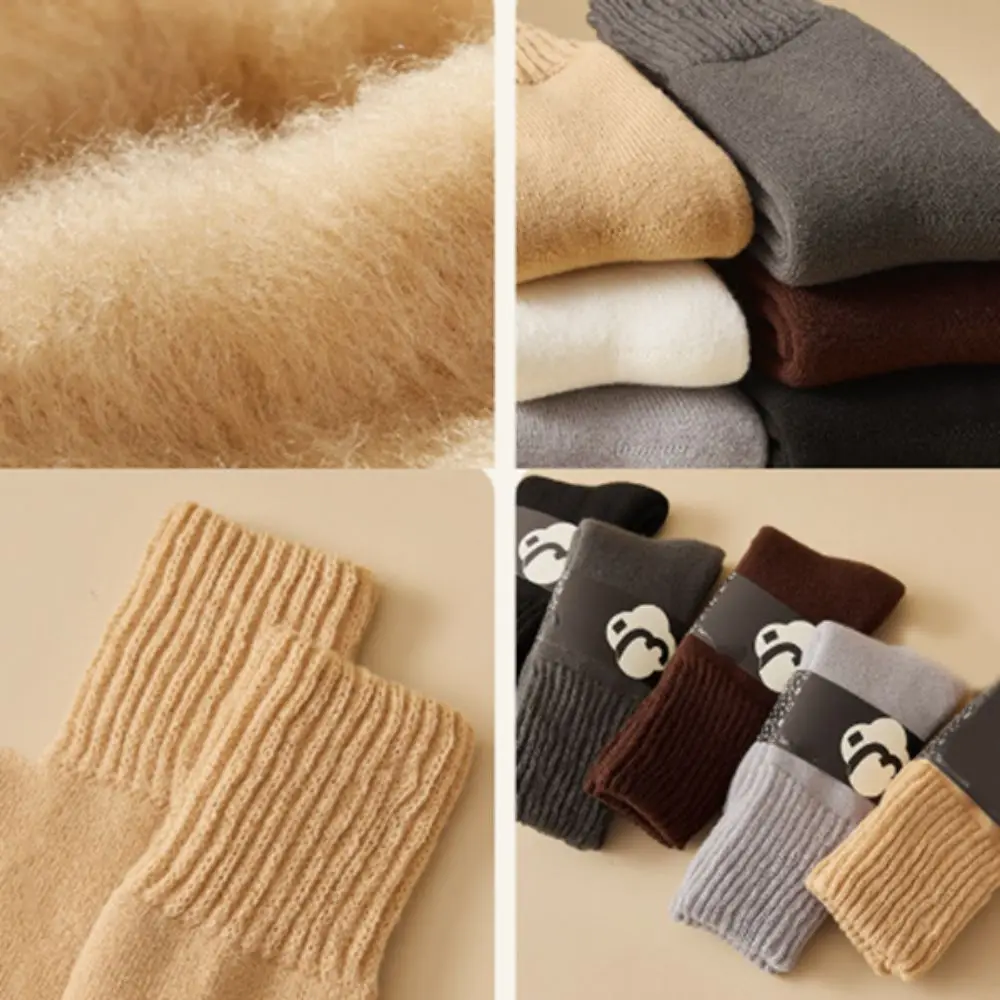 3Pairs Simple Simple Thicken Warm Socks Autumn Winter Thermal Wool Socks Mid Tube Hosiery Cashmere Socks Men Autumn Winter