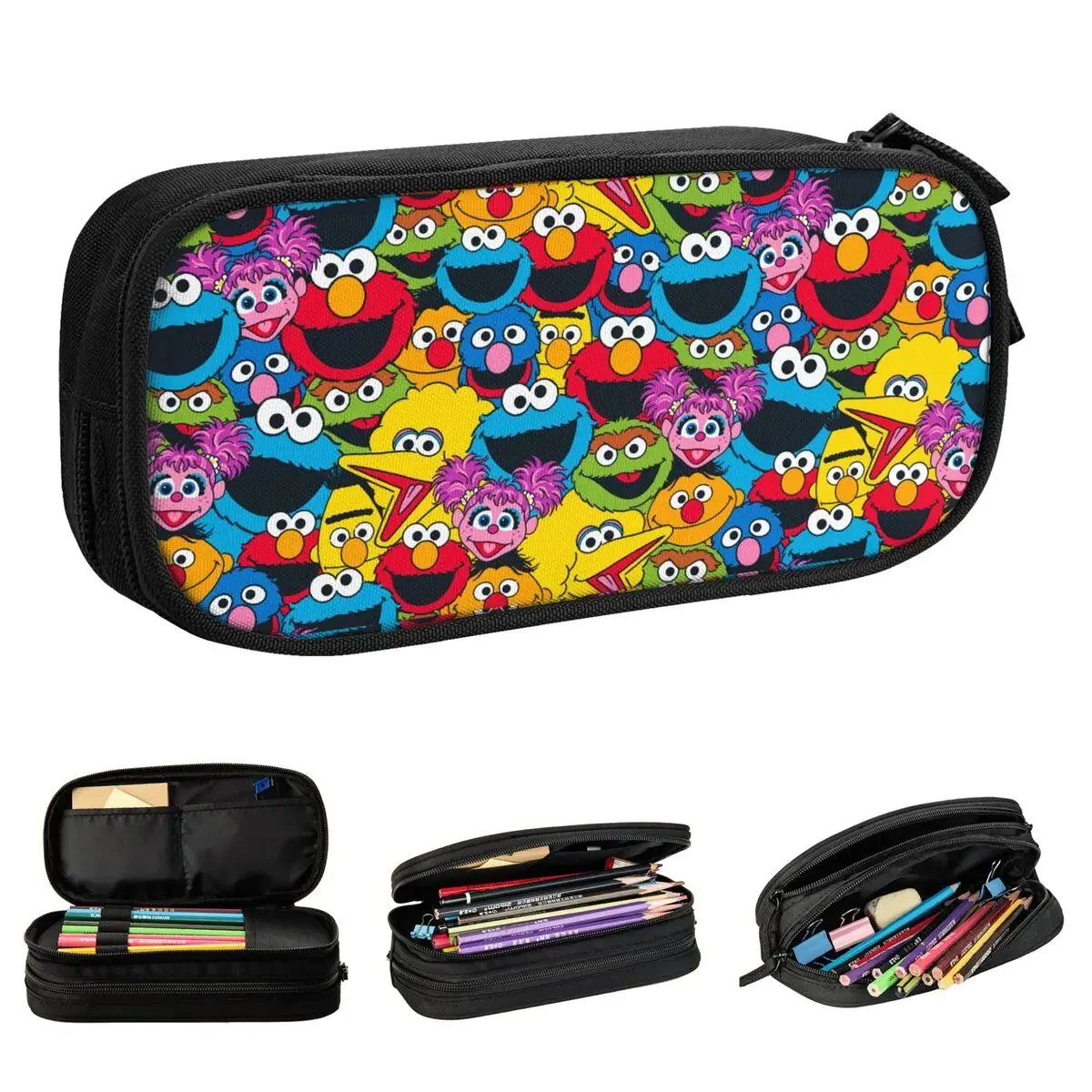 

Cute Sesame Street Crew Pencil Case Cookie Monster Cartoon Pencil Pouch Pen Student Big Capacity Bag School Supplies Stationery