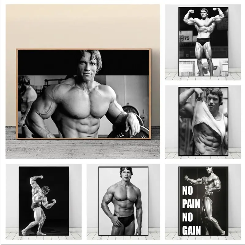 Arnold Schwarzenegger Bodybuilding Poster Canvas Painting Workout Wall Art Pictures Fitness GYM Decor for Home Living Room