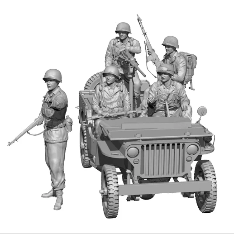 

1/35 Scale Resin Figure Model Assembly Kit US Infantry and Military Police 5 People (without Jeep) Unassembled and Unpainted 907