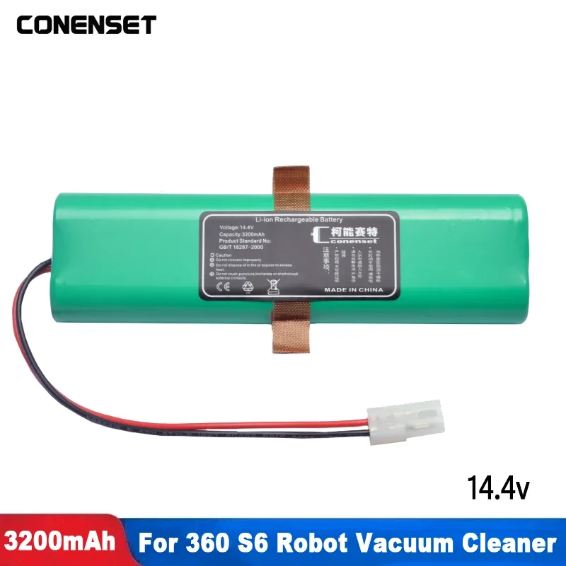 14.4V 3200mAh Replacement Battery For 360 S6 Robot Vacuum and Mop Cleaner Accessories Parts D004-ICR-26HE-4S1P