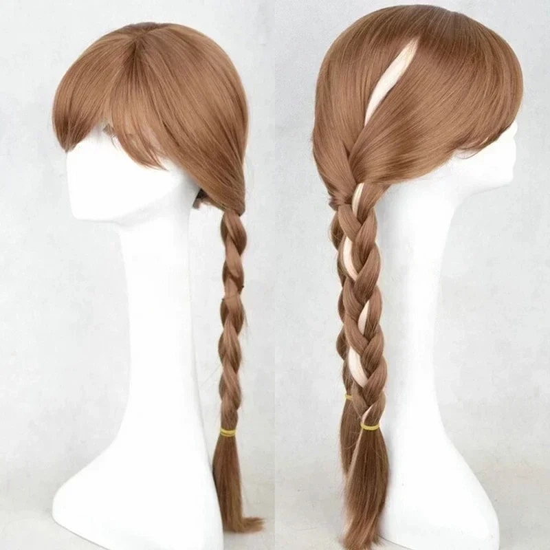 Anime Women Princess Anna Wig Brown Braids  Halloween Party Synthetic Hair Wigs