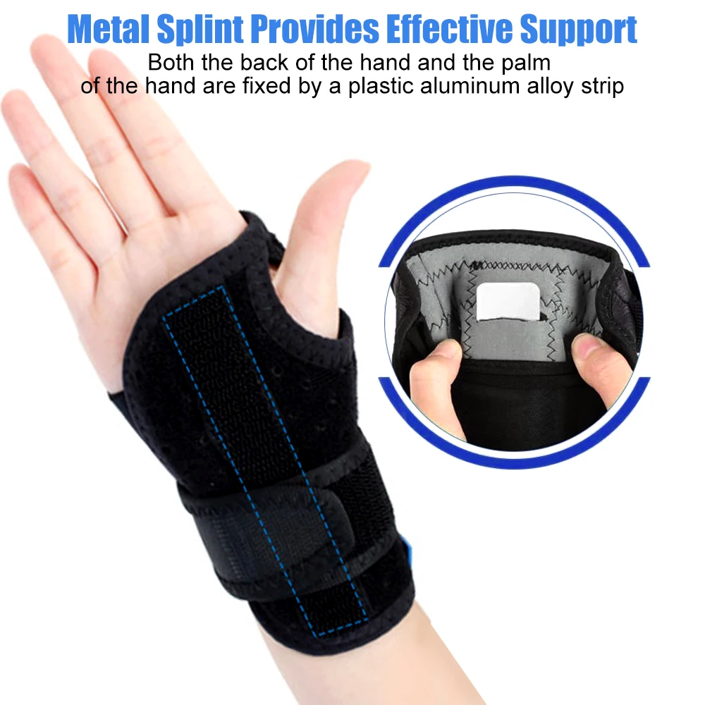 Carpal Tunnel Wrist Brace Support With Soft Pad Adjustable Wrist Splint Stabilizer Fit Left Right Hand For Arthritis Tendonitis