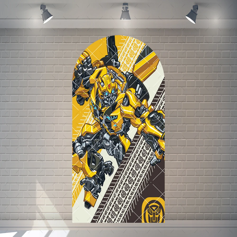 Cartoon Transformers Optimus Prime Bumblebee Cool Boy Kid Birthday Party Arch Backdrop Custom Room Photo Poster Decor Background