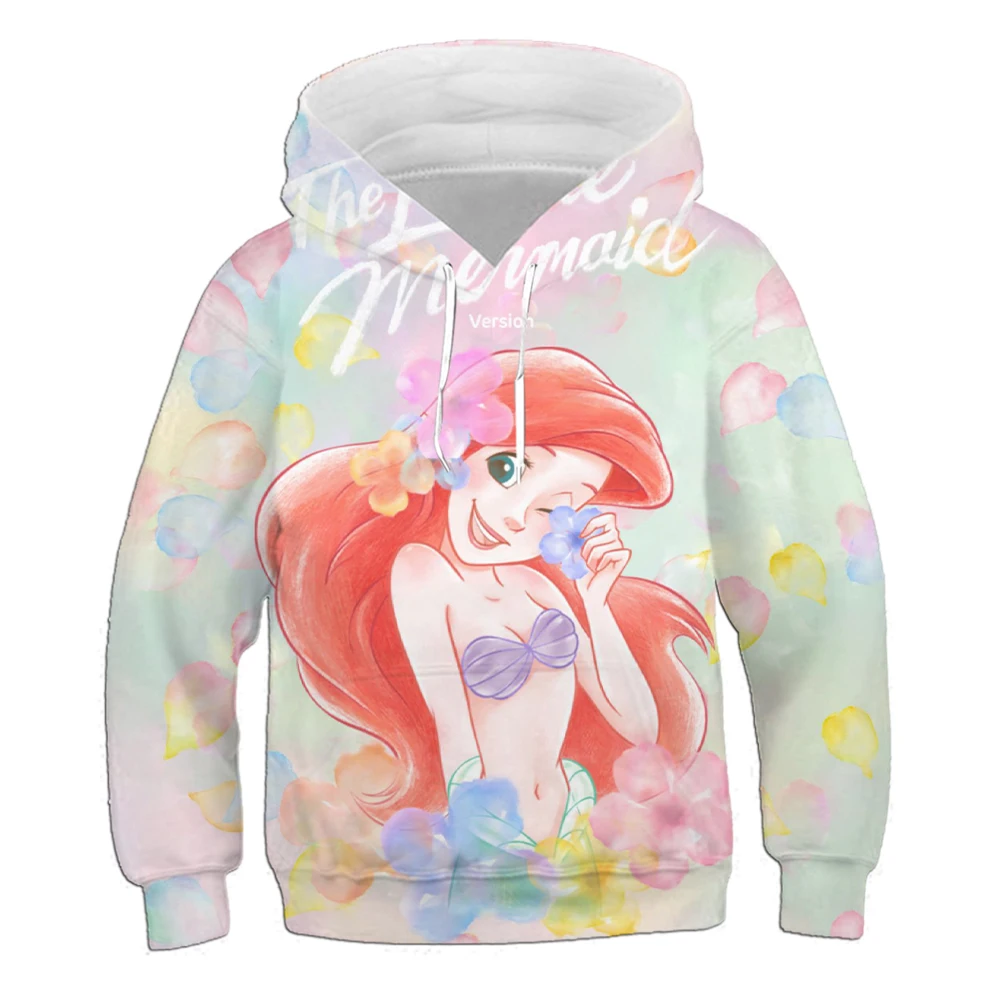 Mermaid Disney series print girl cute fashion casual comfortable sports loose hoodie autumn and winter warm fashion