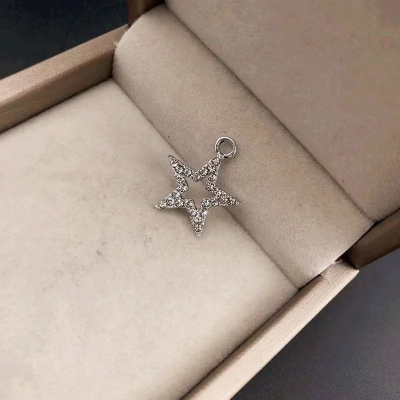 WZNB 10Pcs Crystal Stars Frame Charms Pentagram Alloy Pendant for DIY Jewelry Making Handmade Earring Necklaces Diy Accessories