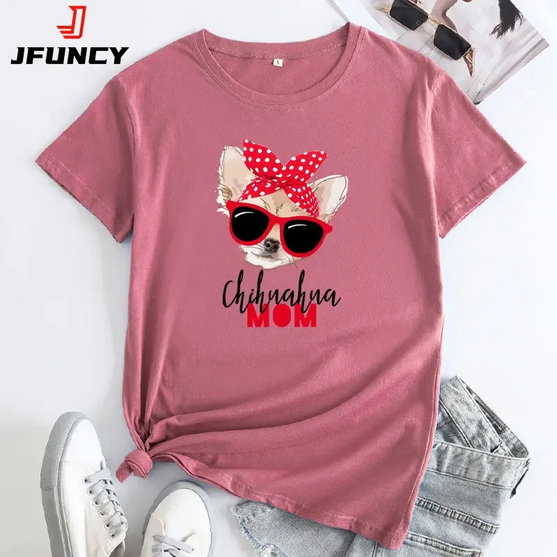 

JFUNCY Woman T-shirt Summer Short Sleeve Tees 2024 Women's Oversize T-shirts Female T Shirt Clothing Women Cotton Tops Tshirt