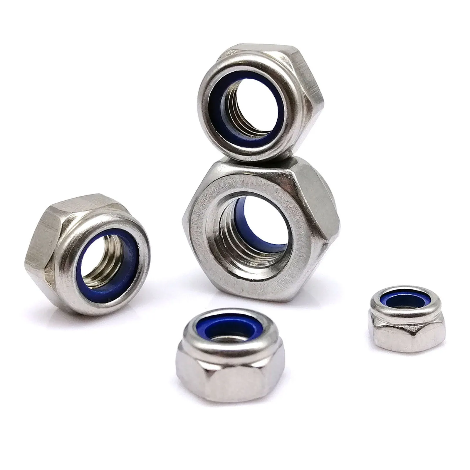 20/25/50pcs M2 M2.5 M3 M4 M5 M6 M8 Hex Hexagon Nylon Insert Self Lock Nut Nylock Nut Locknut A2-70 304 Stainless Steel DIN985