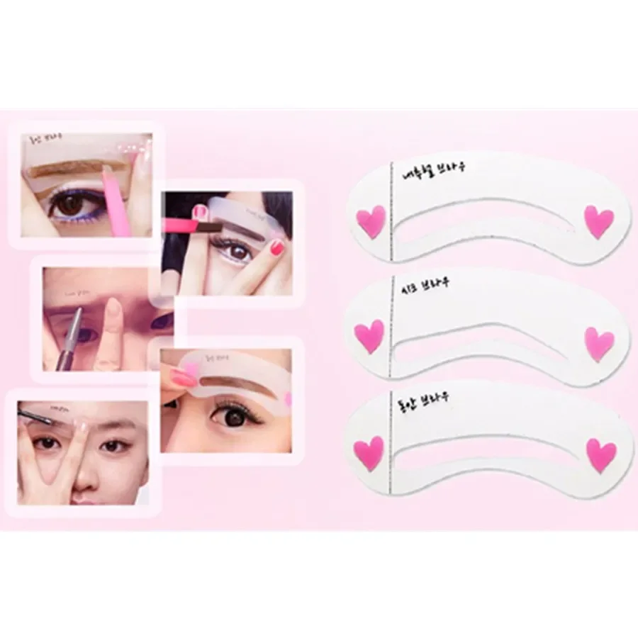 3 pezzi Maquiagens Eye Brow Classe Guida al disegno Stencil per sopracciglia Modello di carta Assistente Strumento per il trucco della cura degli occhi