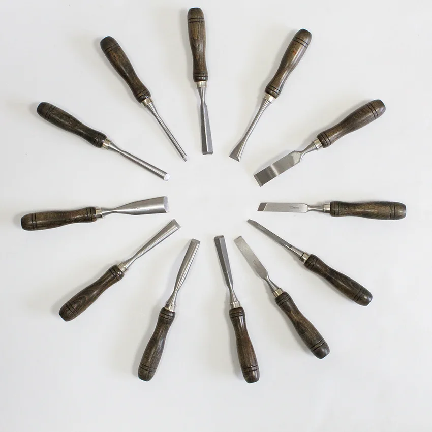 Utensile per tornitura in legno manuale 12 pz/set Set di scalpelli per tornio HSS Set di utensili per tornitura per la lavorazione del legno Coltello a semicerchio in acciaio ad alta velocità HSS