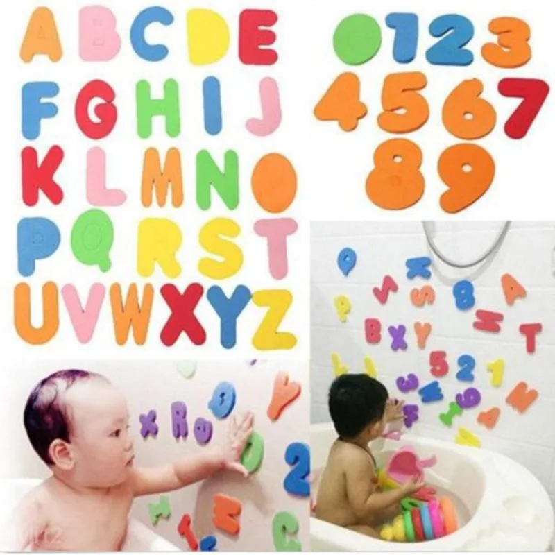 36PCs Baby Bath Toys Alphanumeric Letter Bath Puzzle Soft EVA Kids Baby Toys Early Educational Kids Baby Tool Bath Toy Funny Toy